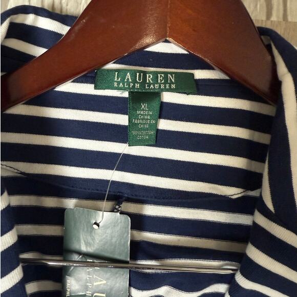 Lauren Ralph Lauren NWT Navy White Striped Cotton Blazer Women’s XL - Picture 7 of 13